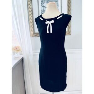 S.L. Fashions Cocktail Sheath Bow Trim Black Coquette Dress Petite 6P